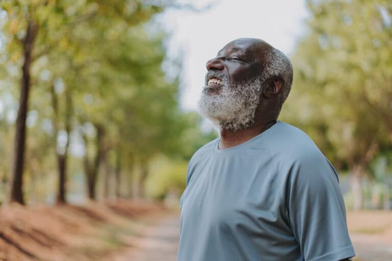 Happy man in the park