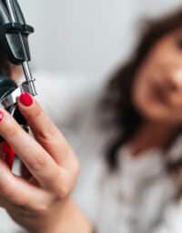 Close up of hearing test